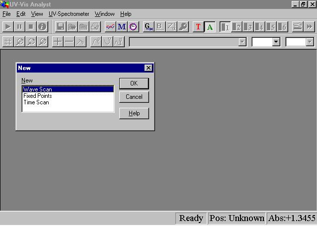 3.5 Main Menu After entering the UV8500 software, the Main Menu appears on the display as shown in the illustration below. Three main functions are listed on the dialog box.