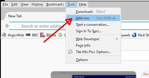 Switching on the Menu bar and the Bookmarks bar If your display is does not contain a menu and bookmarks