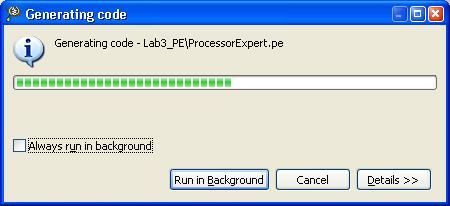 Code generation is invoked by clicking on the Project > Generate Processor Expert Code menu item.