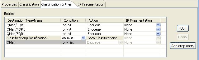 1. Select the ipv4.src classification 2. Go to the Entries tab in Property Panel 3. Set ethernet.dst Classification2: on-miss entry 4. To FQIDs1: 1.