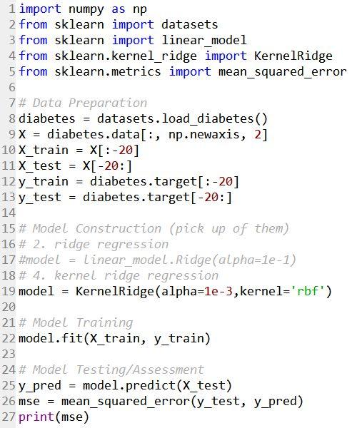 Example Kernel Methods (in Python) Kernel ridge regression