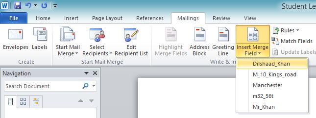 5. Insert Merged Fields You can edit the recipients deselect