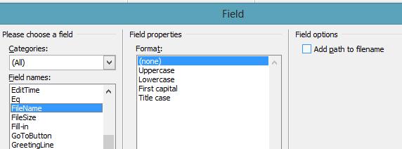 Parts >> Field To insert a Page
