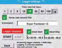 Data logger Measured values are stored in DS 400 mobile by means of the option integrated data logger. The time interval can be freely set.