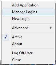 2 The administrative management utility displays a list of applications that are already enabled for single sign-on.