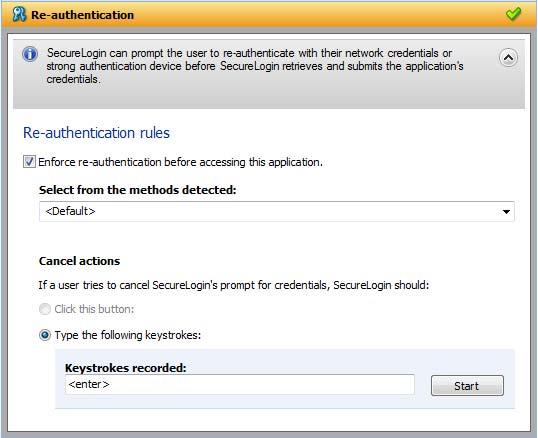 3 From the Select from the methods detected drop-down list, select the method SecureLogin must use to authenticate the credentials.