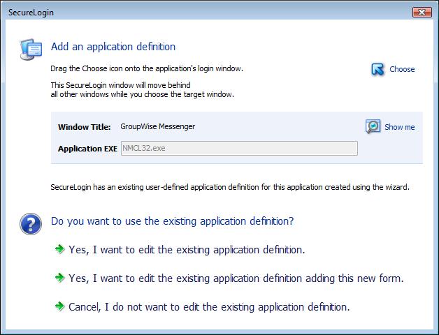 5 Select Yes, I want to edit the existing application definition adding this new form. The Application Definition Wizard opens.