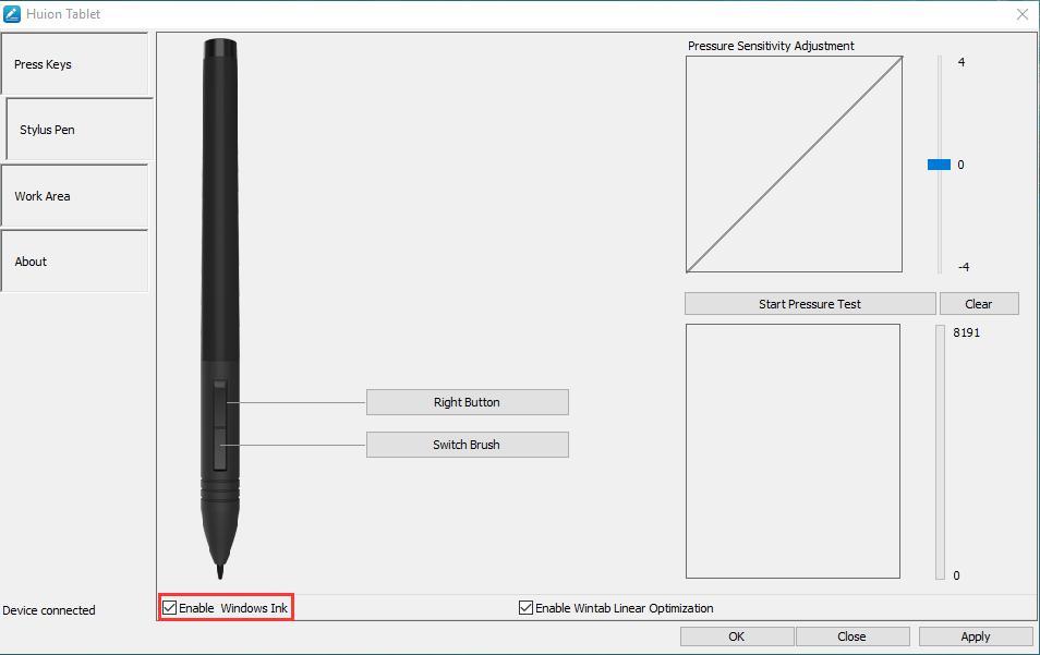 3.7 Enable the Windows Ink feature Microsoft Windows provides extensive support for pen input.
