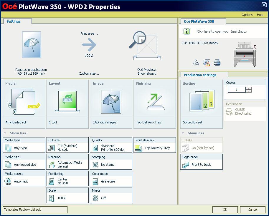 Introduction to Océ Windows Printer Driver 2 Interface name Océ WPD2 'Properties' Illustration and access You access it from any application you use: 1.