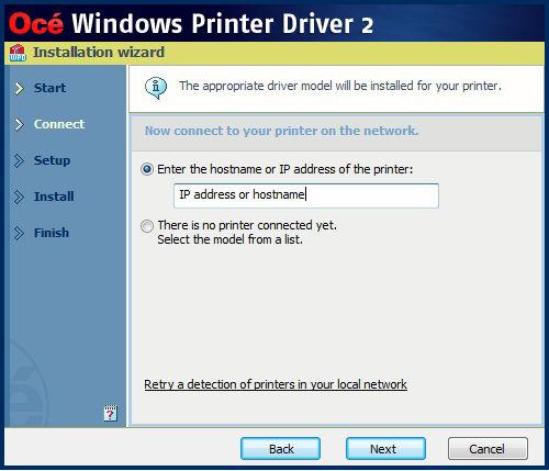 'Express installation' for a quick start in a basic environment If your printer is not detected or you want to connect to the printer later on Then If your printer is not detected: Make sure the