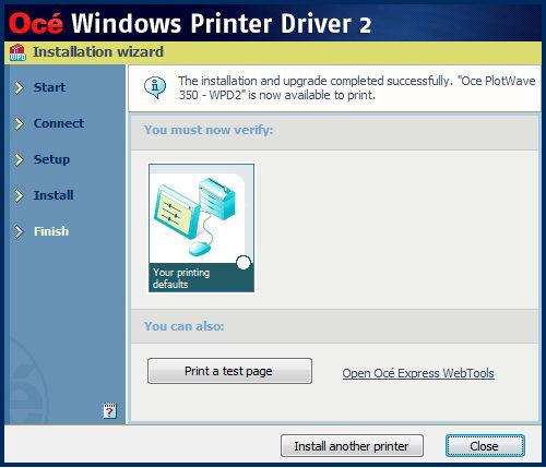 'Express installation' for a quick start in a basic environment 'Install another printer' or exit the 'Installation Wizard'.