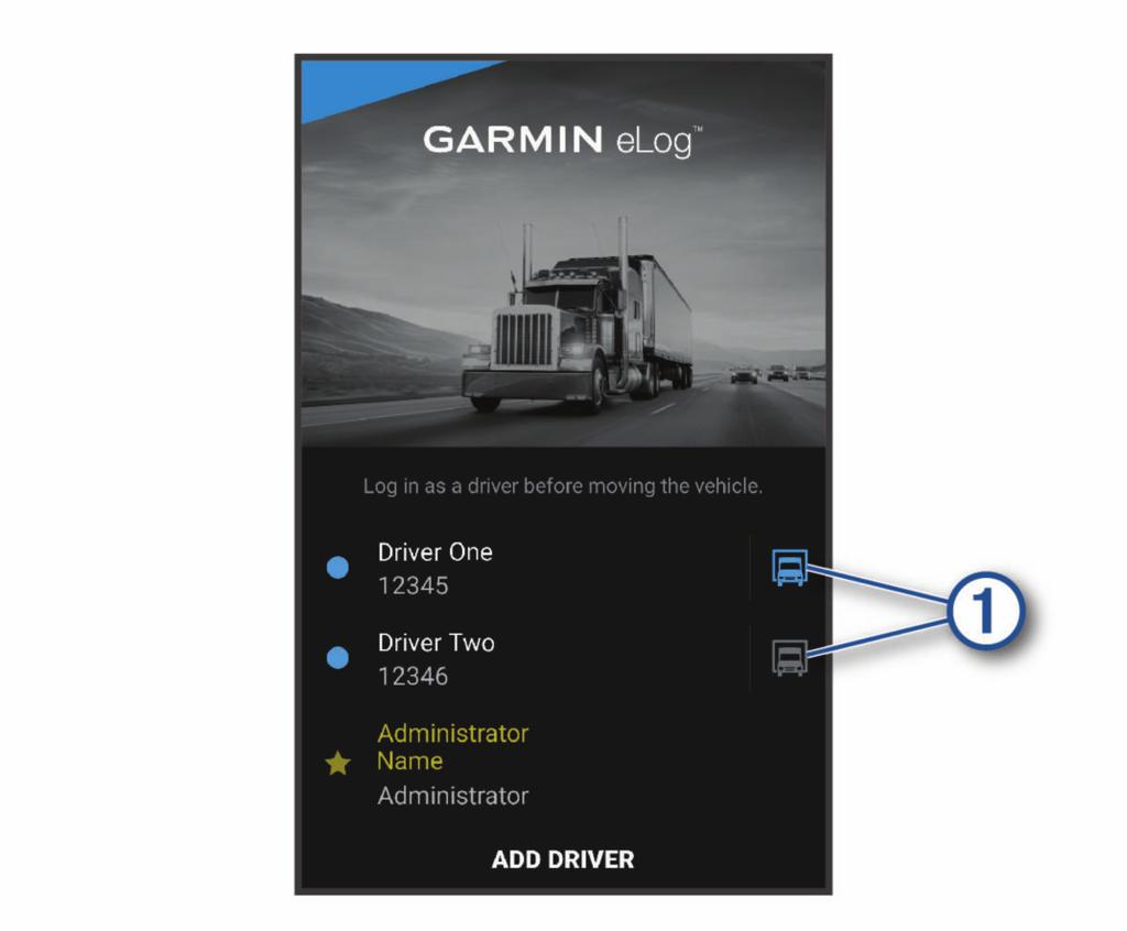 Log in to the Garmin elog app at the start of each day. Review and claim all logs recorded for an unidentified driver, if applicable.