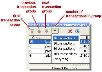 Typically, most of an element s transactions are created by Keep and Promote commands, as shown in the Action column in the transactions pane.