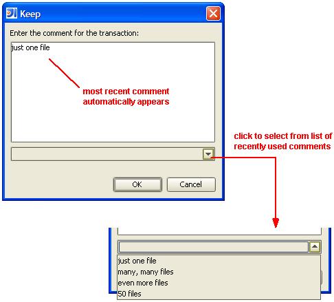 Keep Saves the changes you've made to one or more files as private versions in the AccuRev repository.