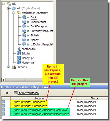 Promoting elements in the workspace s default group. Placing (external) files under version control. By default, a search is conducted through the entire workspace containing the IDE project.