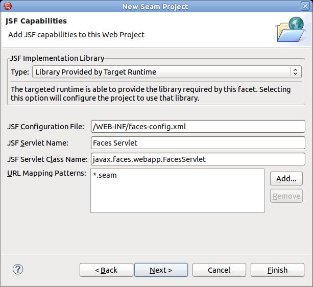 Create and deploy Seam Web Project Click the Next button Figure 1.8.