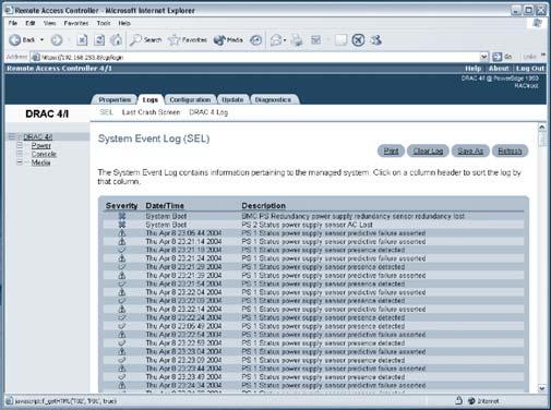 System event logs The BMC provides a central, nonvolatile SEL. Satellite s detect system events and log them to the SEL.