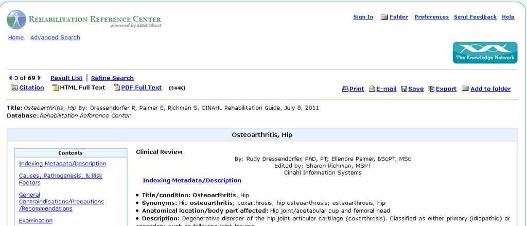 Filter your search results Example of a Clinical Review for the osteoarthritis