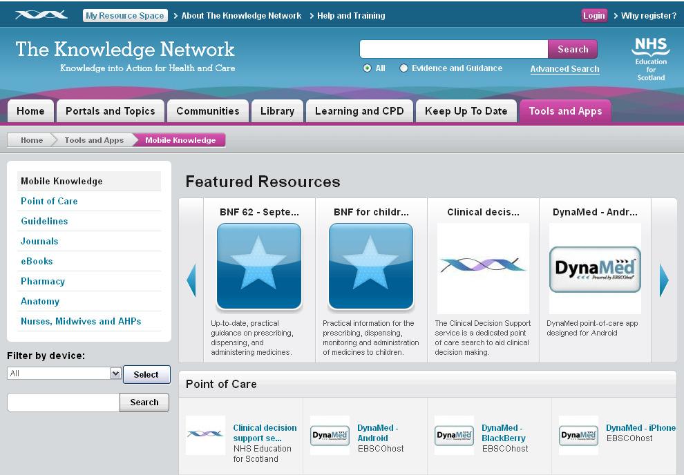 This new area of The Knowledge Network showcases apps and mobile websites from our subscription suppliers and