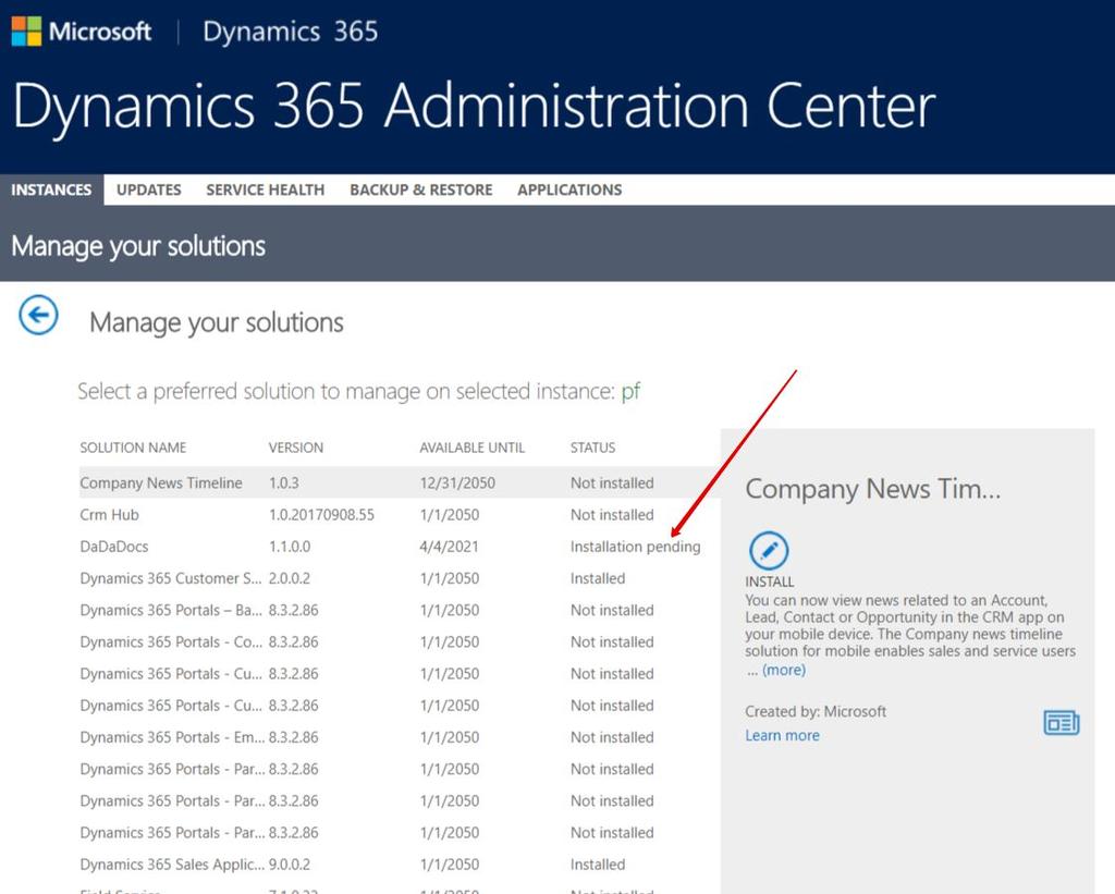 DaDaDocs for Dynamics 365 6 Refresh the page after