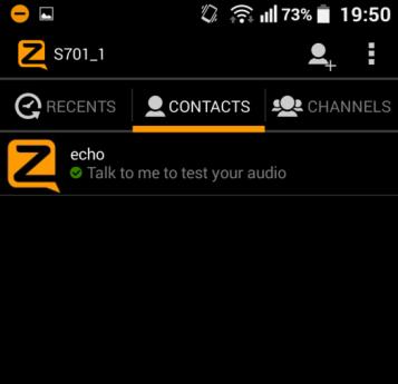 Doing a sound test Do this sound test to confirm others can hear you. 1. Tap Contacts. 2. Tap echo. 3. Tap and hold the big button. 4. Say anything, sing a song or tell a story. 5.