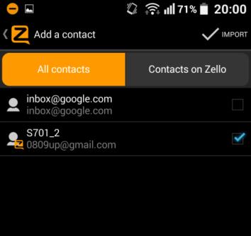 Using the Address Book to add contacts Tap Address Book to see two tabs: All contacts: Opens your Android address book. Contacts on Zello: Lists contacts from your address book with Zello accounts.