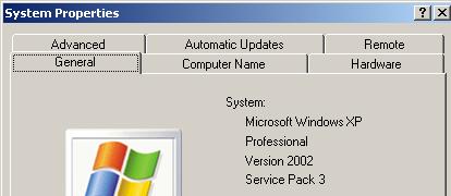 4. INSTALL WINDOWS XP SERVICE PACK 3 Checking Procedures a) Go to Control Panel > System > General b) The service pack version is shown under system