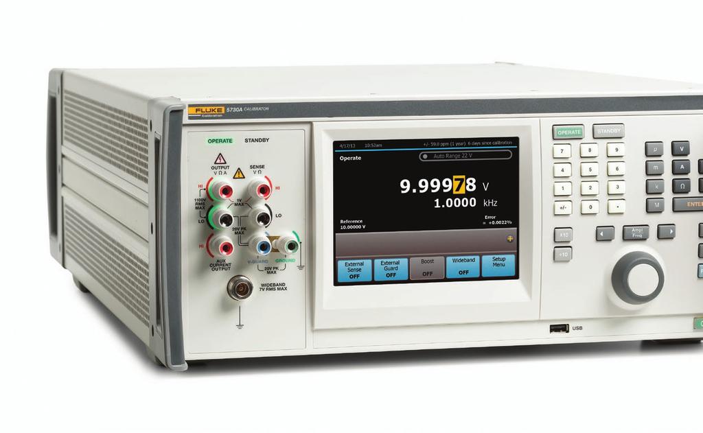STANDBY mode disconnects output and sense terminals, allowing the calibrator to share a common output cable with other calibration equipment Auxiliary current output for meters with separate current