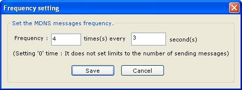 4.2. How to set the retransmit interval for mdns queries To set the MDNS message frequency, select Setup > Frequency Setting from the menu.