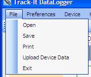 Below are some icons Open File; Save File; Print and below that some tabs (Graph, Data Table, Summary, Device Setup). What is in the space below the tabs is dependent on which Tab is selected.