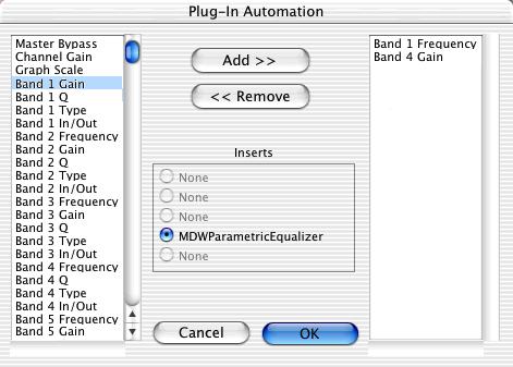 Automating MDW EQ Plug-In Parameters You can automate changes to MDW EQ parameters.