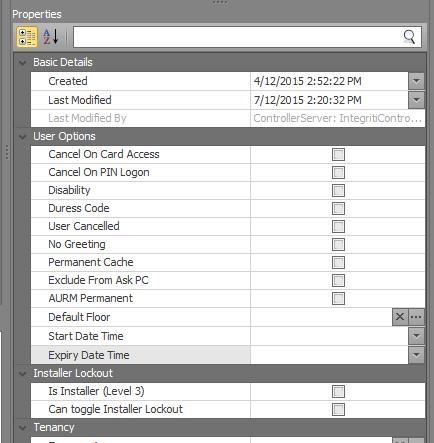 User Properties There are many settings found in the Properties section of the User Editor window, most of these options are rarely used and should not be edited unless instructed to do so by your