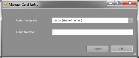 The Manual Card Entry window contains two fields that are required to assign a card to a user. 1. The Card Template is used to define what type of card you are assigning.