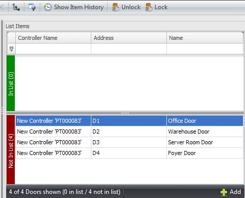 Creating a new door list Click the Add New button to open the Door Lists Editor window. 4 1 2 3 5 6 1. The Site field determines which site this door list will be associated with. 2. The ID field displays the unique identification code for each door list, this ID cannot be changed.