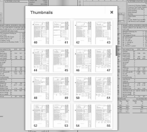 Thumbnails In order to bring up a page within close proximity to the page on which one