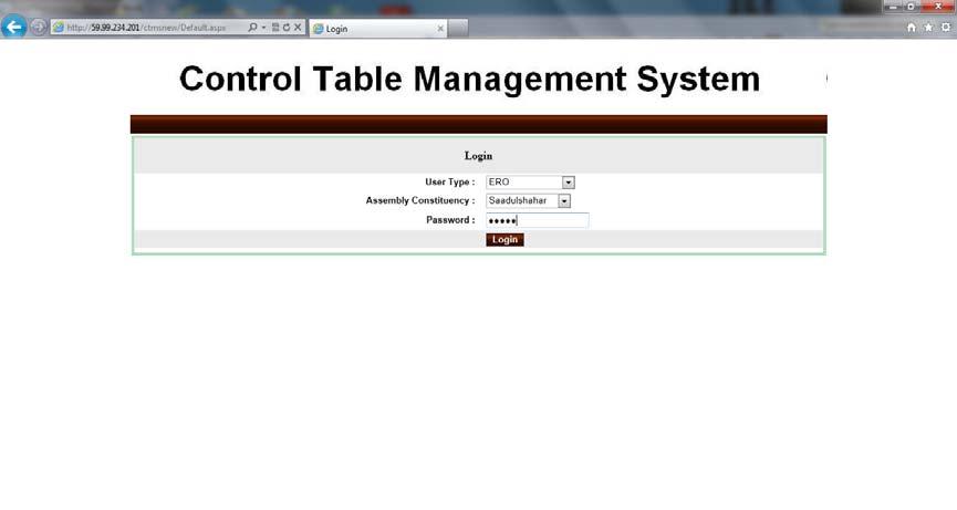 User Guide for Control Table Management System of ERMS for ERO 1. 1. How to Login The user who has privilege to access Control table management system can login through Microsoft Internet Explorer 6.