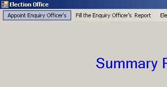 User Manaul for ERO Software Process : Appointing Enquiry Officer Description : Select menu