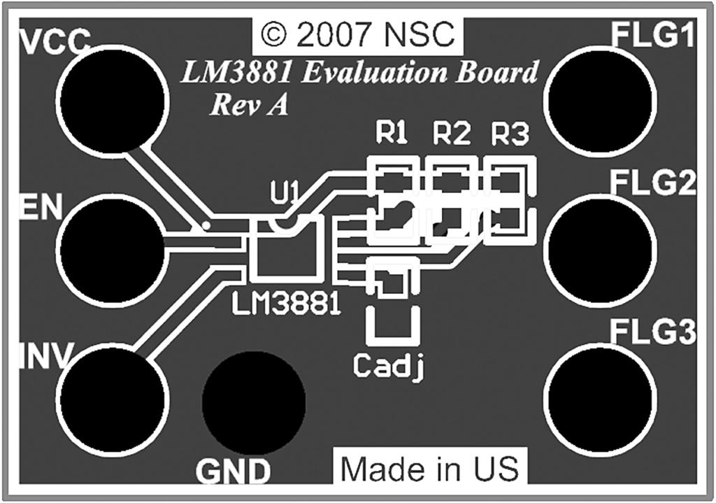 PC Board Layout The evaluation board is based on a small 1.09 x 0.76 FR4 PCB with two layers of copper.