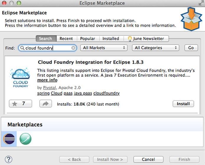 Eclipse support Cloud Foundry(Pivotal) and IntelliJ also