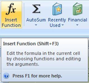 Insert Function: edit the formula in the current