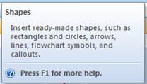 Shapes: Insert ready-made shapes, such