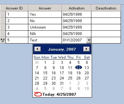 To change the Activation - or Deactivation dates, first hover mouse over appropriate