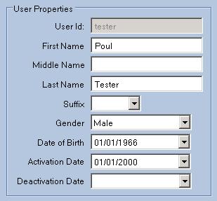 User Properties To change the User Properties, left click into the desired fields and change at will: NOTE: When retiring a staff member, select proper deactivation date.