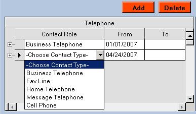 Add/Edit of Telephone and Email