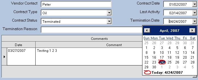 Next, left click on the Termination Date box and input the date of termination for
