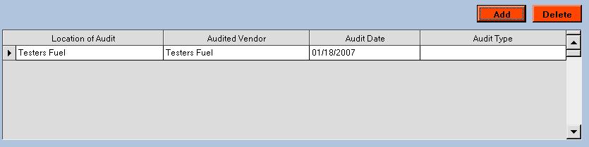 To add information regarding a vendor s audit, first left click on the button: