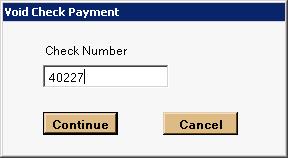 Void Check Payment To void a check payment, first left click
