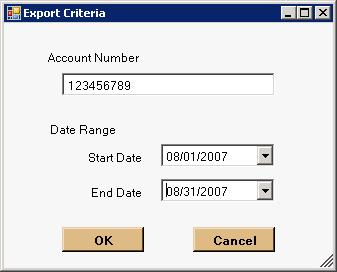 Next, input Account Number and Date Range for Positive Pay Run: