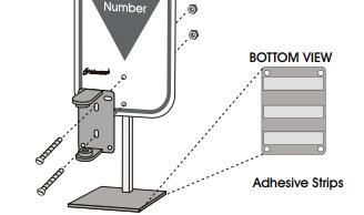 Align the holes in the sign and the mounting bracket with the holes in the post. Push the two large slotted bolts through bracket and sign and secure with the provided nuts (Figure 4) 3.