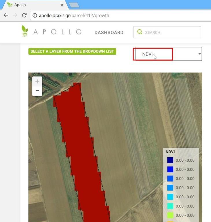 Switch to Crop Growth Monitoring service by clicking on the CROP GROWTH